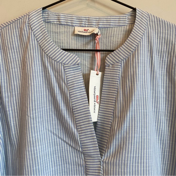 VINEYARD VINES Mini Crystal Blue Stripe Popover Dress Shirt - Picture 2 of 7